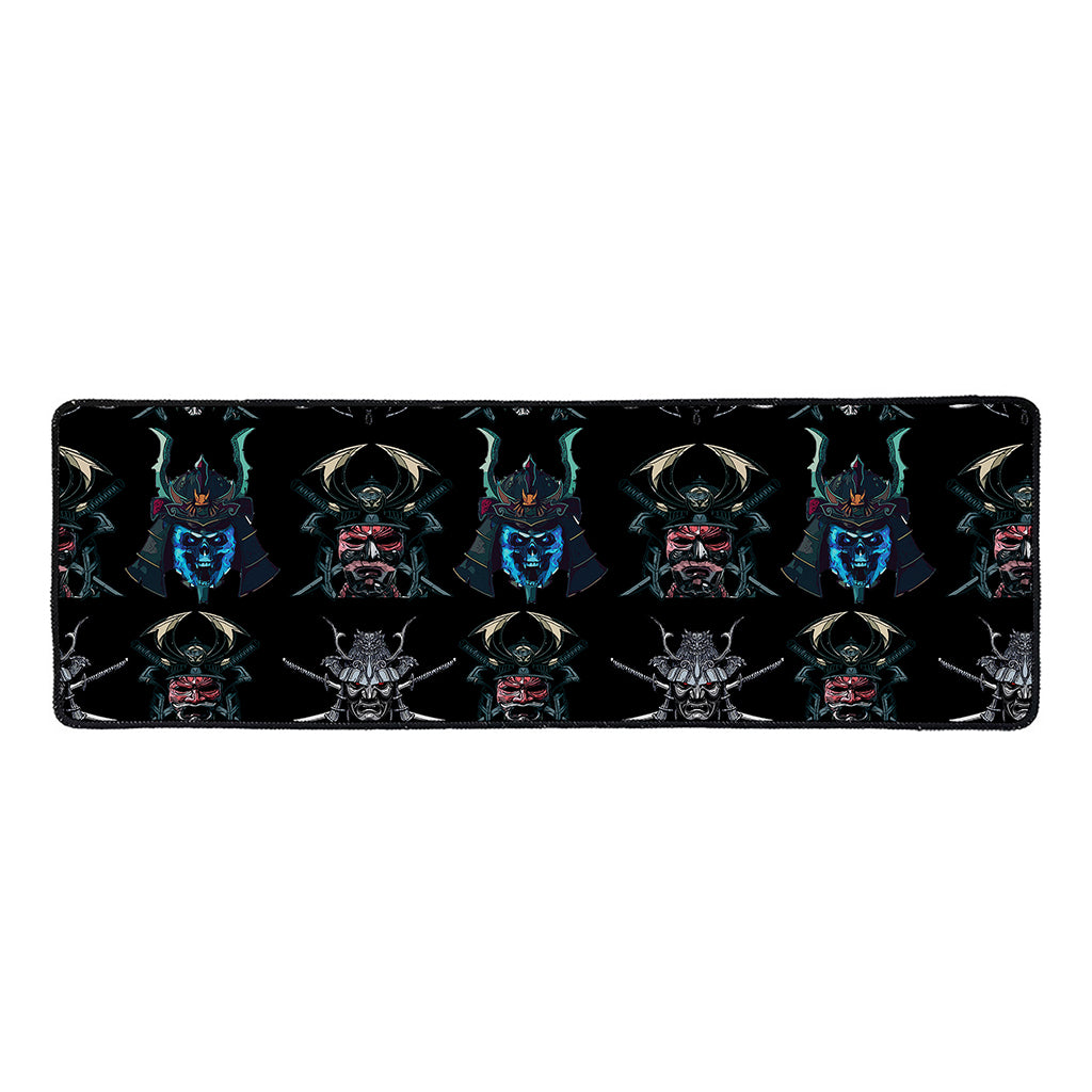 Ghost Samurai Mask Pattern Print Long Kitchen Mat