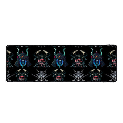 Ghost Samurai Mask Pattern Print Long Kitchen Mat