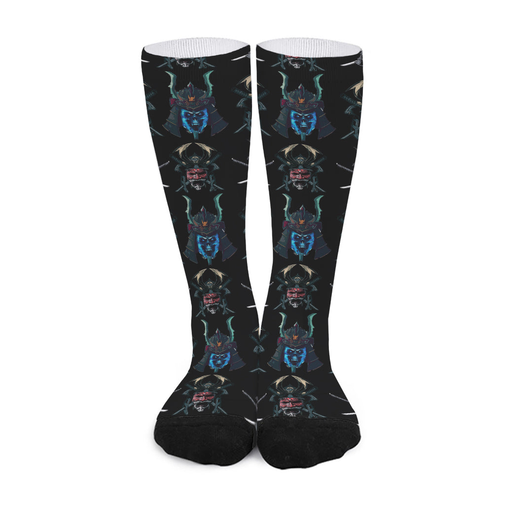 Ghost Samurai Mask Pattern Print Long Socks