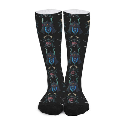 Ghost Samurai Mask Pattern Print Long Socks