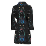 Ghost Samurai Mask Pattern Print Men's Bathrobe