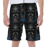 Ghost Samurai Mask Pattern Print Men's Beach Shorts