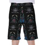 Ghost Samurai Mask Pattern Print Men's Beach Shorts