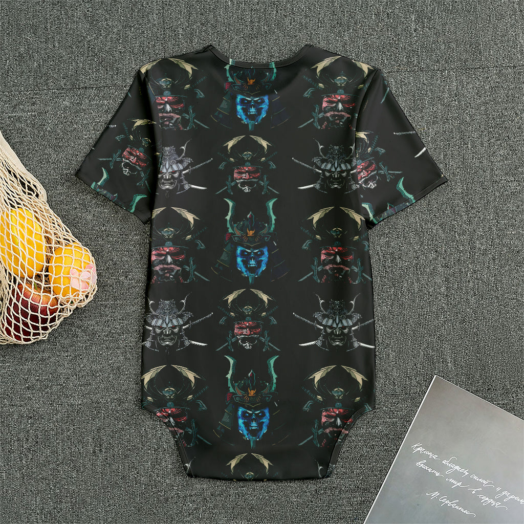 Ghost Samurai Mask Pattern Print Men's Bodysuit