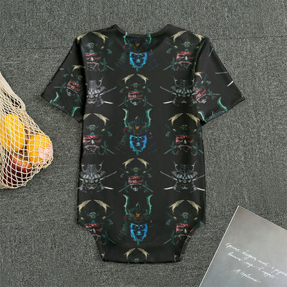 Ghost Samurai Mask Pattern Print Men's Bodysuit