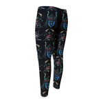 Ghost Samurai Mask Pattern Print Men's Compression Pants