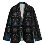 Ghost Samurai Mask Pattern Print Men's Cotton Blazer