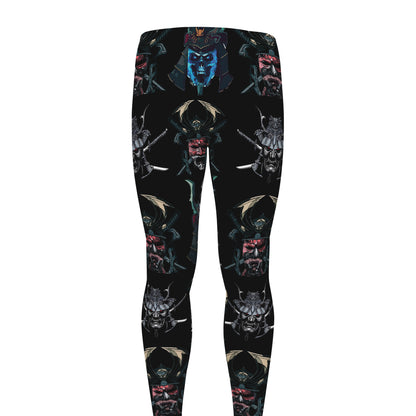 Ghost Samurai Mask Pattern Print Men's leggings