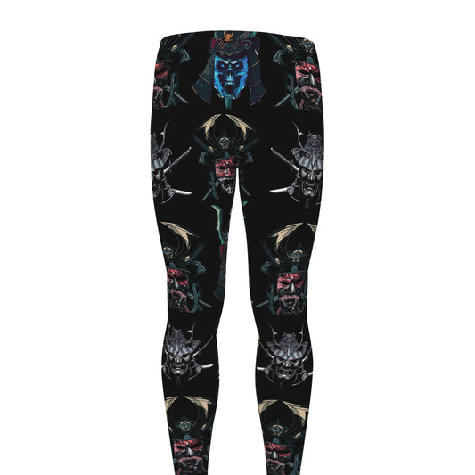 Ghost Samurai Mask Pattern Print Men's leggings