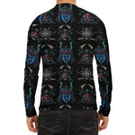 Ghost Samurai Mask Pattern Print Men's Long Sleeve Rash Guard