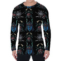 Ghost Samurai Mask Pattern Print Men's Long Sleeve T-Shirt