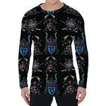 Ghost Samurai Mask Pattern Print Men's Long Sleeve T-Shirt