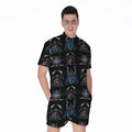 Ghost Samurai Mask Pattern Print Men's Romper