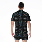 Ghost Samurai Mask Pattern Print Men's Rompers