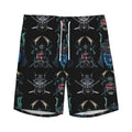 Ghost Samurai Mask Pattern Print Men's Athletic Shorts