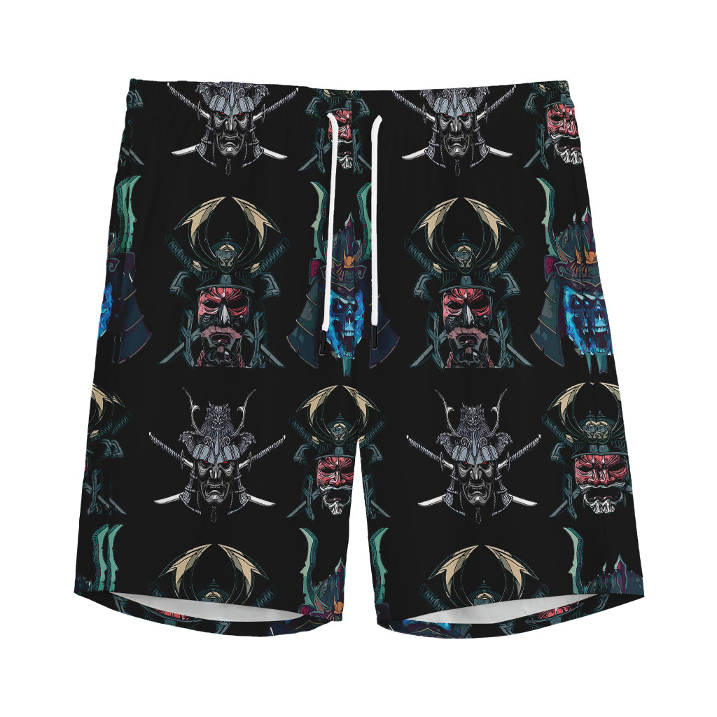 Ghost Samurai Mask Pattern Print Men's Sports Shorts