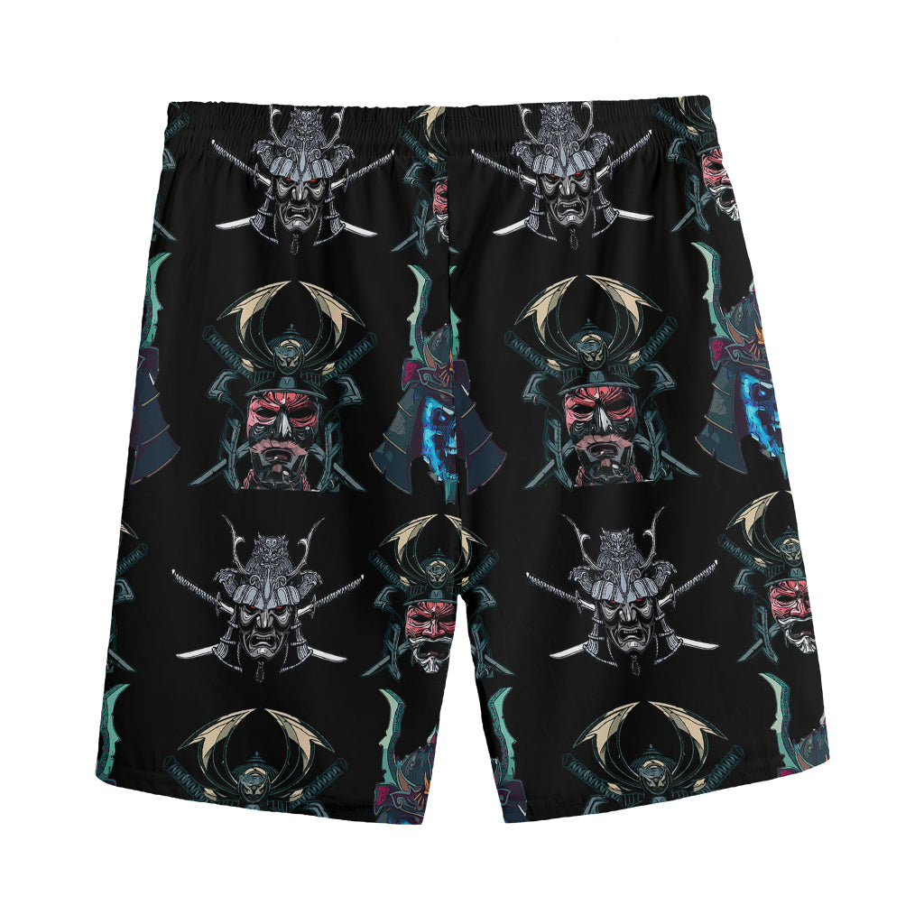 Ghost Samurai Mask Pattern Print Men's Sports Shorts