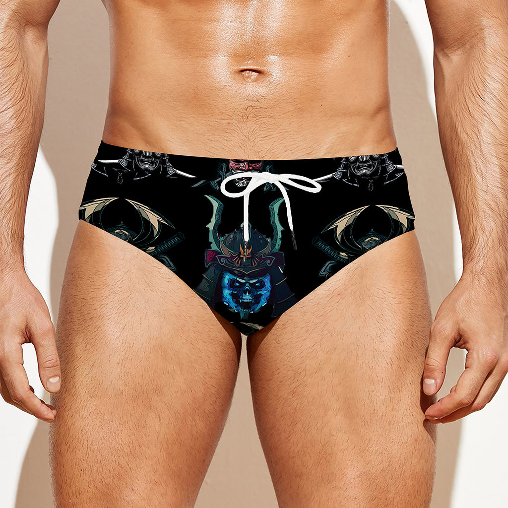 Ghost Samurai Mask Pattern Print Men's Swim Briefs