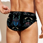 Ghost Samurai Mask Pattern Print Men's Swim Briefs