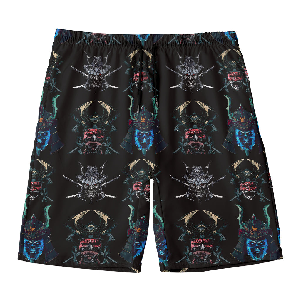 Ghost Samurai Mask Pattern Print Men's Swim Trunks