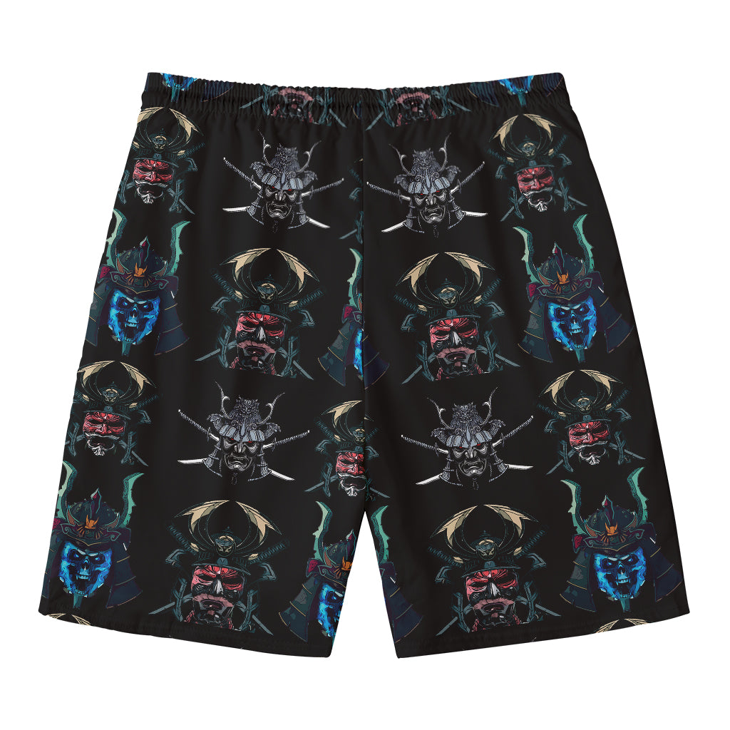 Ghost Samurai Mask Pattern Print Men's Swim Trunks