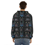Ghost Samurai Mask Pattern Print Men's Velvet Pullover Hoodie