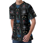 Ghost Samurai Mask Pattern Print Men's Velvet T-Shirt