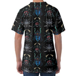Ghost Samurai Mask Pattern Print Men's Velvet T-Shirt