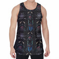 Ghost Samurai Mask Pattern Print Men's Velvet Tank Top