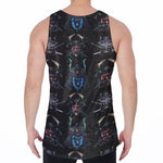 Ghost Samurai Mask Pattern Print Men's Velvet Tank Top
