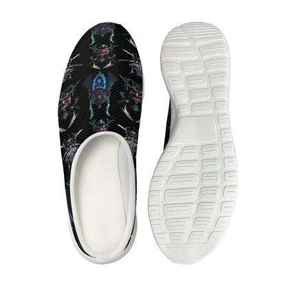Ghost Samurai Mask Pattern Print Mesh Casual Shoes