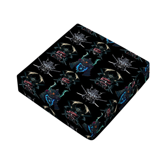 Ghost Samurai Mask Pattern Print Outdoor Seat Cushion Cover
