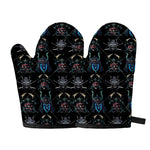 Ghost Samurai Mask Pattern Print Oven Mitts