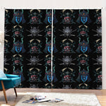 Ghost Samurai Mask Pattern Print Pencil Pleat Curtains