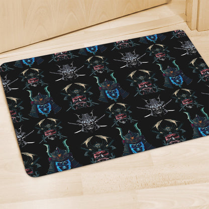 Ghost Samurai Mask Pattern Print Polyester Doormat
