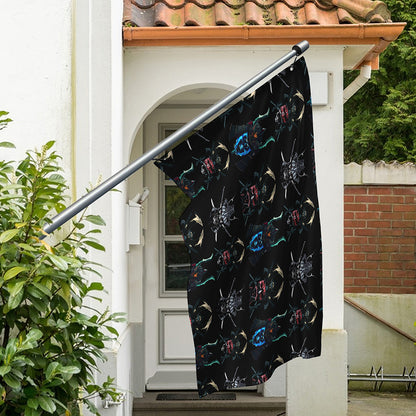 Ghost Samurai Mask Pattern Print Polyester Flag