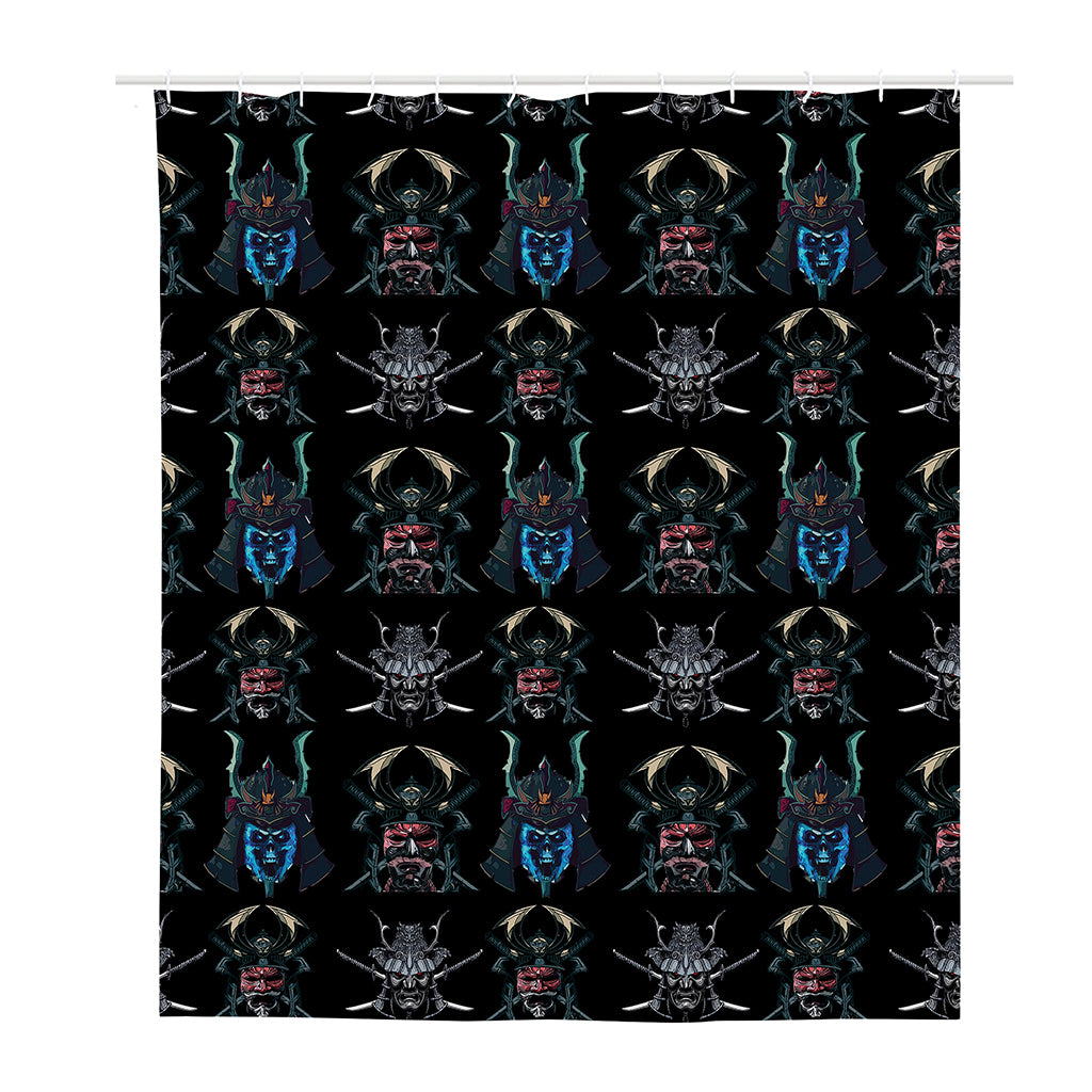 Ghost Samurai Mask Pattern Print Polyester Shower Curtain