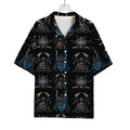 Ghost Samurai Mask Pattern Print Rayon Hawaiian Shirt