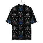 Ghost Samurai Mask Pattern Print Rayon Hawaiian Shirt