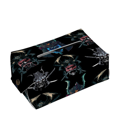 Ghost Samurai Mask Pattern Print Rectangle Tissue Box Cover