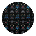 Ghost Samurai Mask Pattern Print Round Blanket