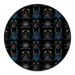 Ghost Samurai Mask Pattern Print Round Floor Mat