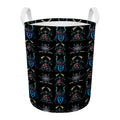 Ghost Samurai Mask Pattern Print Round Laundry Basket