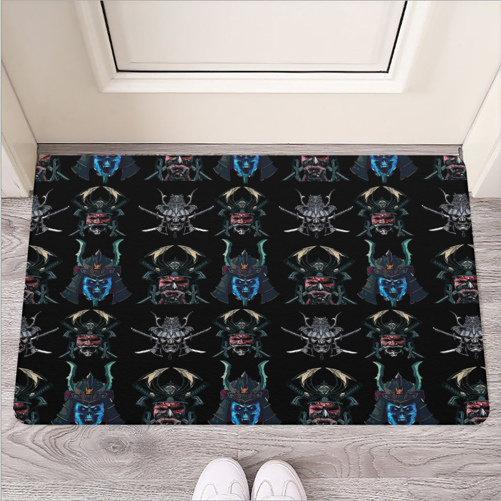 Ghost Samurai Mask Pattern Print Rubber Doormat