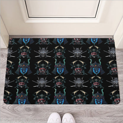Ghost Samurai Mask Pattern Print Rubber Doormat