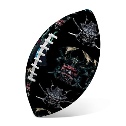 Ghost Samurai Mask Pattern Print Rugby Ball