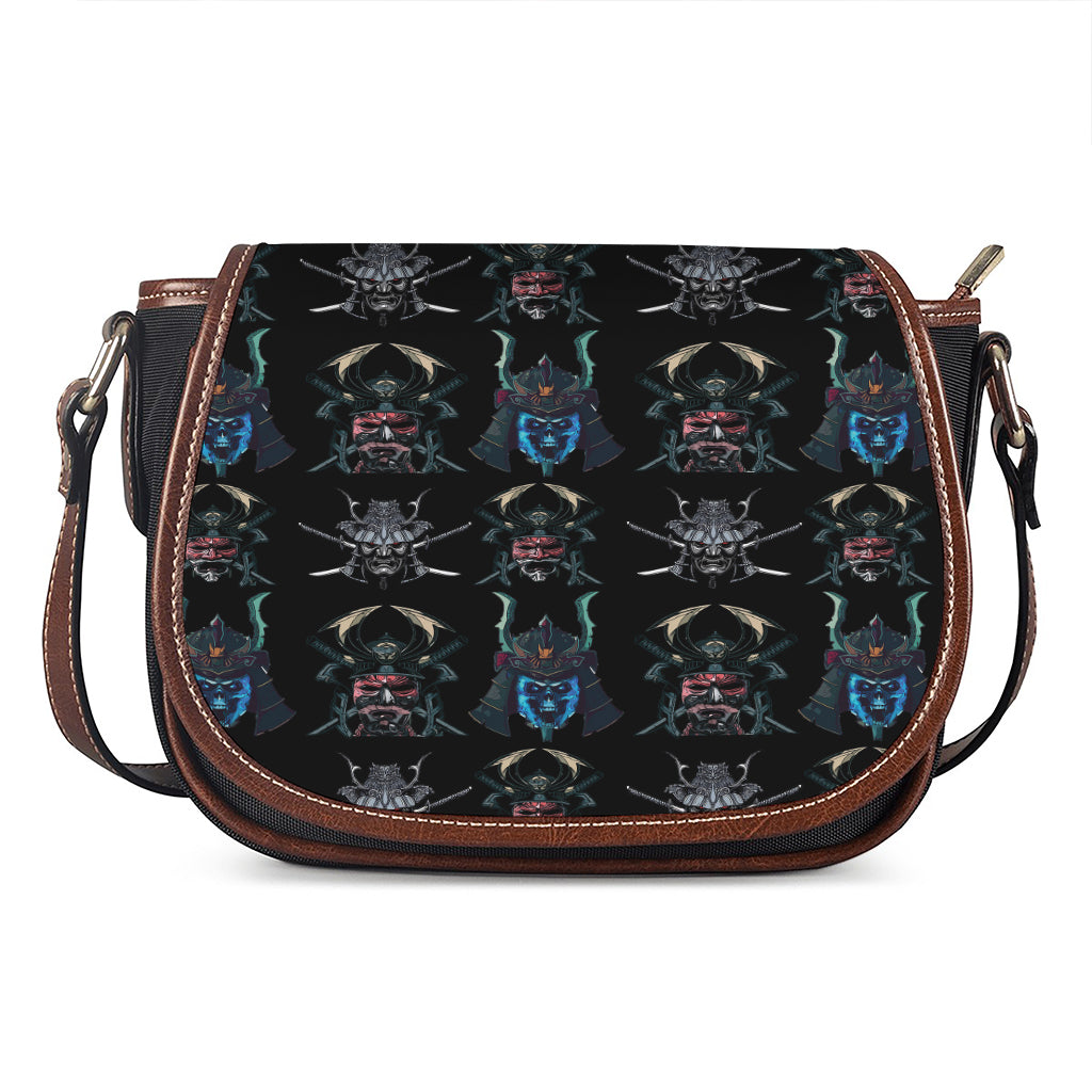 Ghost Samurai Mask Pattern Print Saddle Bag