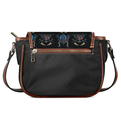 Ghost Samurai Mask Pattern Print Saddle Bag