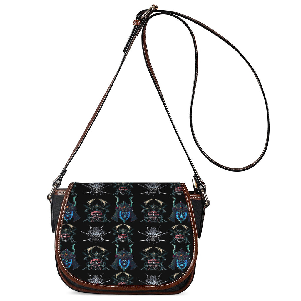 Ghost Samurai Mask Pattern Print Saddle Bag