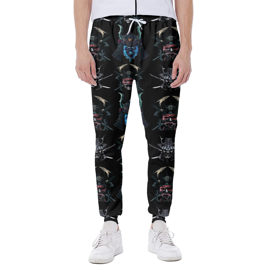 Ghost Samurai Mask Pattern Print Scuba Joggers